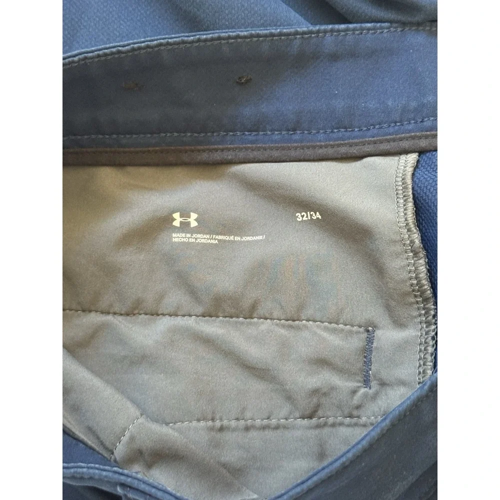 Under Armour Mens‎ Golf Pants Navy Blue Flat Front Stretch Trousers 32/34